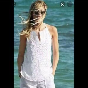 EUC white Athleta halter "Dunes" eyelet tank XS
